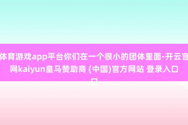 体育游戏app平台你们在一个很小的团体里面-开云官网kaiyun皇马赞助商 (中国)官方网站 登录入口