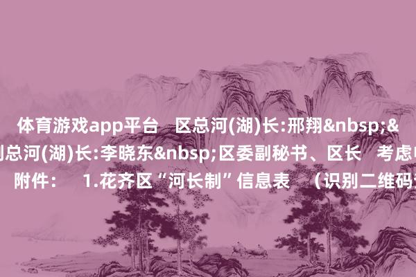 体育游戏app平台   区总河(湖)长:邢翔&nbsp;&nbsp;区委秘书   区副总河(湖)长:李晓东&nbsp;区委副秘书、区长   考虑电话:020-36898045   附件：   1.花齐区“河长制”信息表   （识别二维码查抄）   2.花齐区“湖长制”信息表   （识别二维码查抄）   开头：花齐区河长办   裁剪：黄柱  -开云官网kaiyun皇马赞助商 (中国)官方网站 登录入口